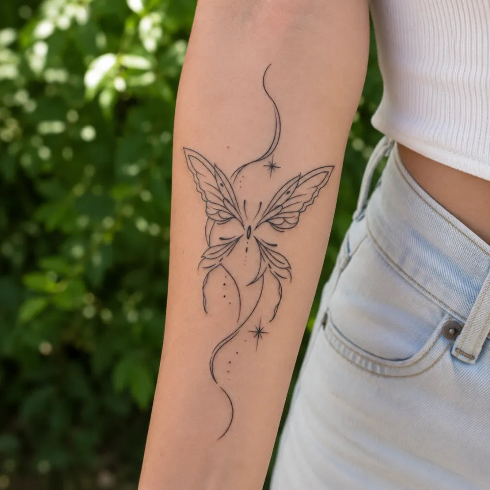 SafeTatt — Light Moth · fotografie tetování na kůži