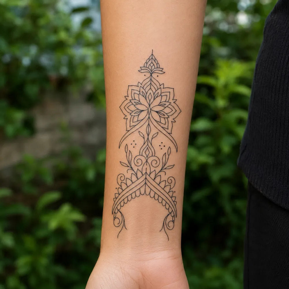 SafeTatt — Ornate Bloom · fotografie tetování na kůži