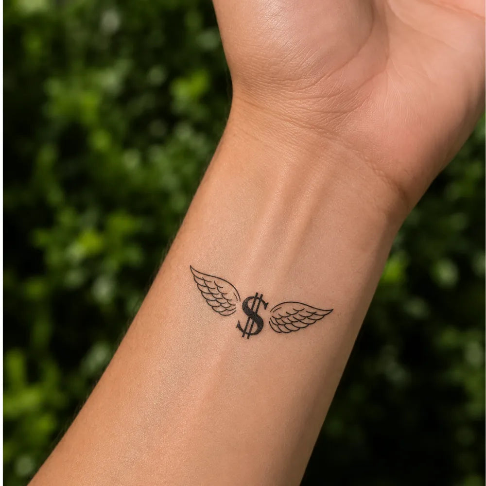 SafeTatt — Winged Dollar · fotografie tetování na kůži