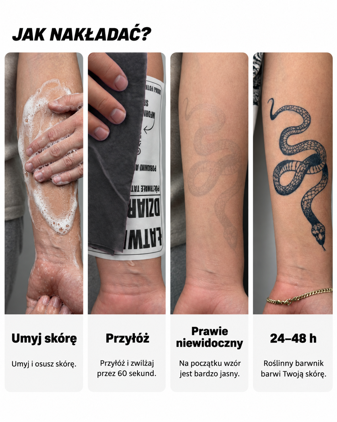 Aplikace tetování SafeTatt ve čtyřech krocích
