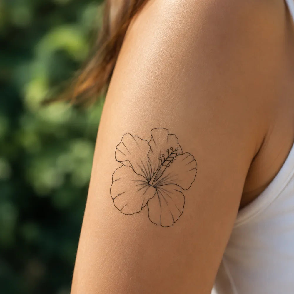 SafeTatt — Hibiscus Bloom · fotografie tetování na kůži