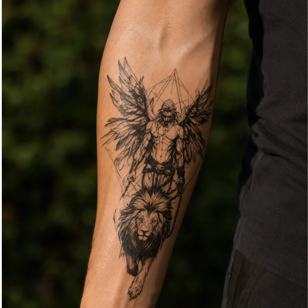 SafeTatt — Winged Alpha · fotografie tetování na kůži