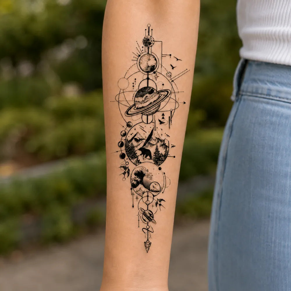 SafeTatt — Cosmic Nature · fotografie tetování na kůži