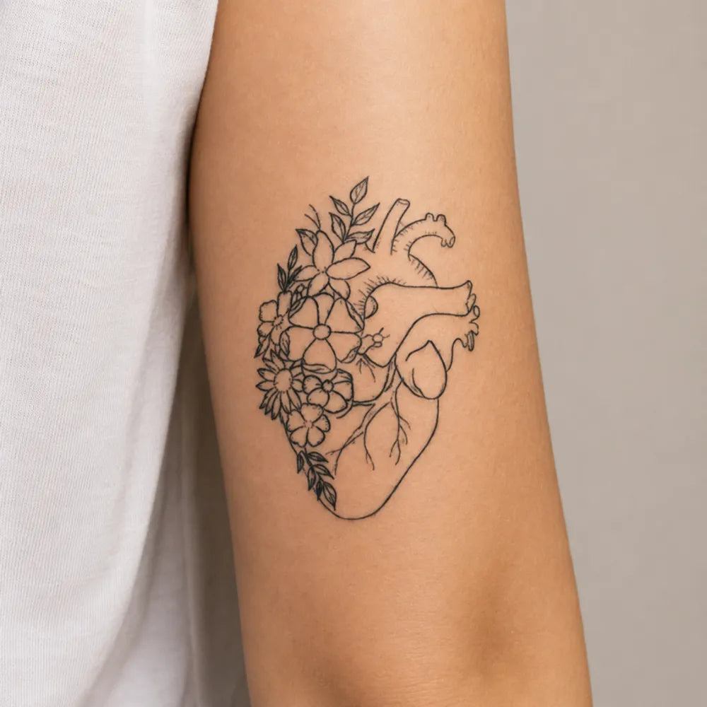 SafeTatt — Floral Heart · fotografie tetování na kůži
