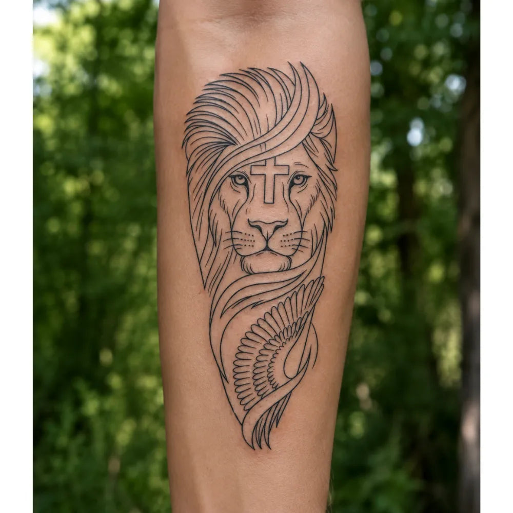 SafeTatt — Sacred Lion · fotografie tetování na kůži
